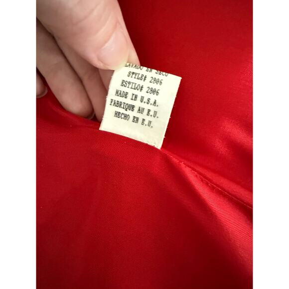 Vintage Vtg 80s 90s Huey Waltzer Red Satin Lapel Halter Cocktail Mini Dress US 2 - Picture 9 of 11